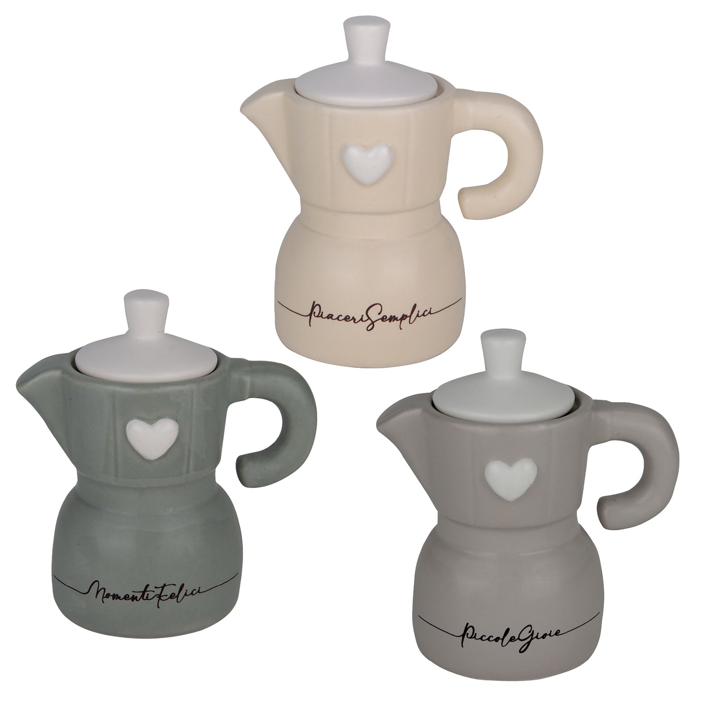 ZUCCHERIERA MOKA RIGHE CUORE IN PORCELLANA CM. 11